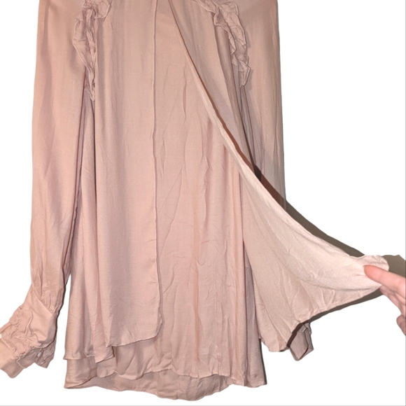 IRO Frejan Voile Ruffle Scarf Tie Neck Long Sleeve Layered Knit Blouse Top - Picture 8 of 16